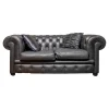 Poltrona Frau 2-Sitzer-Sofas|Sofa Chester Leder Pelle SC 80 Nero Schwarz