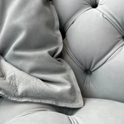 Baxter 3-Sitzer-Sofas|Sofa Chester Moon Leder A Kashmir Ciment Grau Füße Buche Gefärbt Wenge Inklusive Kissen Slim