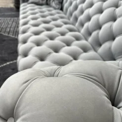 Baxter 3-Sitzer-Sofas|Sofa Chester Moon Leder A Kashmir Ciment Grau Füße Buche Gefärbt Wenge Inklusive Kissen Slim