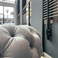 Baxter 3-Sitzer-Sofas|Sofa Chester Moon Leder A Kashmir Ciment Grau Füße Buche Gefärbt Wenge Inklusive Kissen Slim