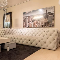 Baxter 3-Sitzer-Sofas|Sofa Chester Moon Leder Kashmir Nuage Grau