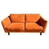 Erpo 2-Sitzer-Sofas|Sofa Classic 970 Leder Velvet 516 Orange Braun Kufe 2 Buche 136 Schwarz Gebeizt