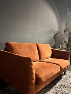 Erpo 2-Sitzer-Sofas|Sofa Classic 970 Leder Velvet 516 Orange Braun Kufe 2 Buche 136 Schwarz Gebeizt