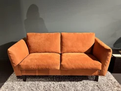 Erpo 2-Sitzer-Sofas|Sofa Classic 970 Leder Velvet 516 Orange Braun Kufe 2 Buche 136 Schwarz Gebeizt