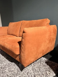 Erpo 2-Sitzer-Sofas|Sofa Classic 970 Leder Velvet 516 Orange Braun Kufe 2 Buche 136 Schwarz Gebeizt