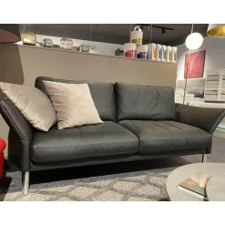 Kolini 2-Sitzer-Sofas|Sofa Como Leder Schwarz Fuß Verchromt