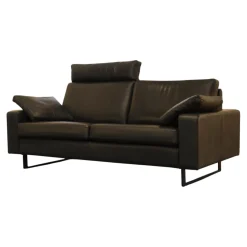 COR 2-Sitzer-Sofas|Sofa Conseta 87 Bodenfrei Leder 913 Puro Schwarz mit 2 Kissen und Kopfstütze