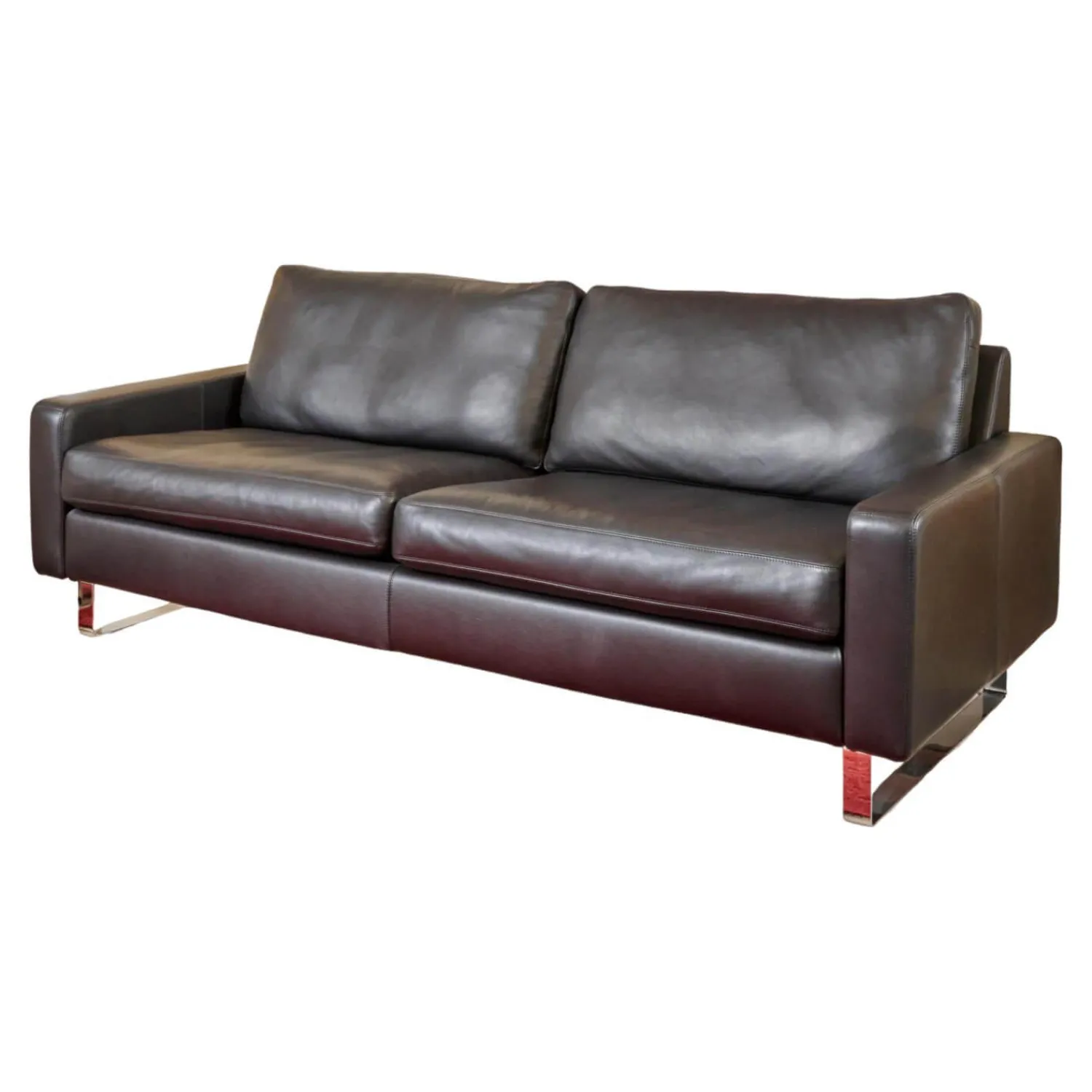 COR 3-Sitzer-Sofas|Sofa Conseta Bezug Leder Puro 458 Schwarz Chromkufen
