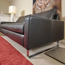 COR 3-Sitzer-Sofas|Sofa Conseta Bezug Leder Puro 458 Schwarz Chromkufen