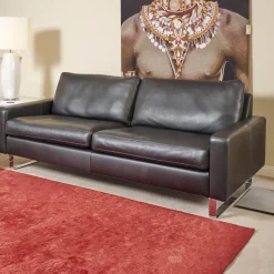 COR 3-Sitzer-Sofas|Sofa Conseta Bezug Leder Puro 458 Schwarz Chromkufen