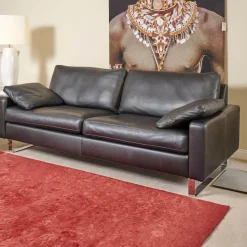 COR 3-Sitzer-Sofas|Sofa Conseta Bezug Leder Puro 458 Schwarz Chromkufen