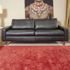 COR 3-Sitzer-Sofas|Sofa Conseta Bezug Leder Puro 458 Schwarz Chromkufen