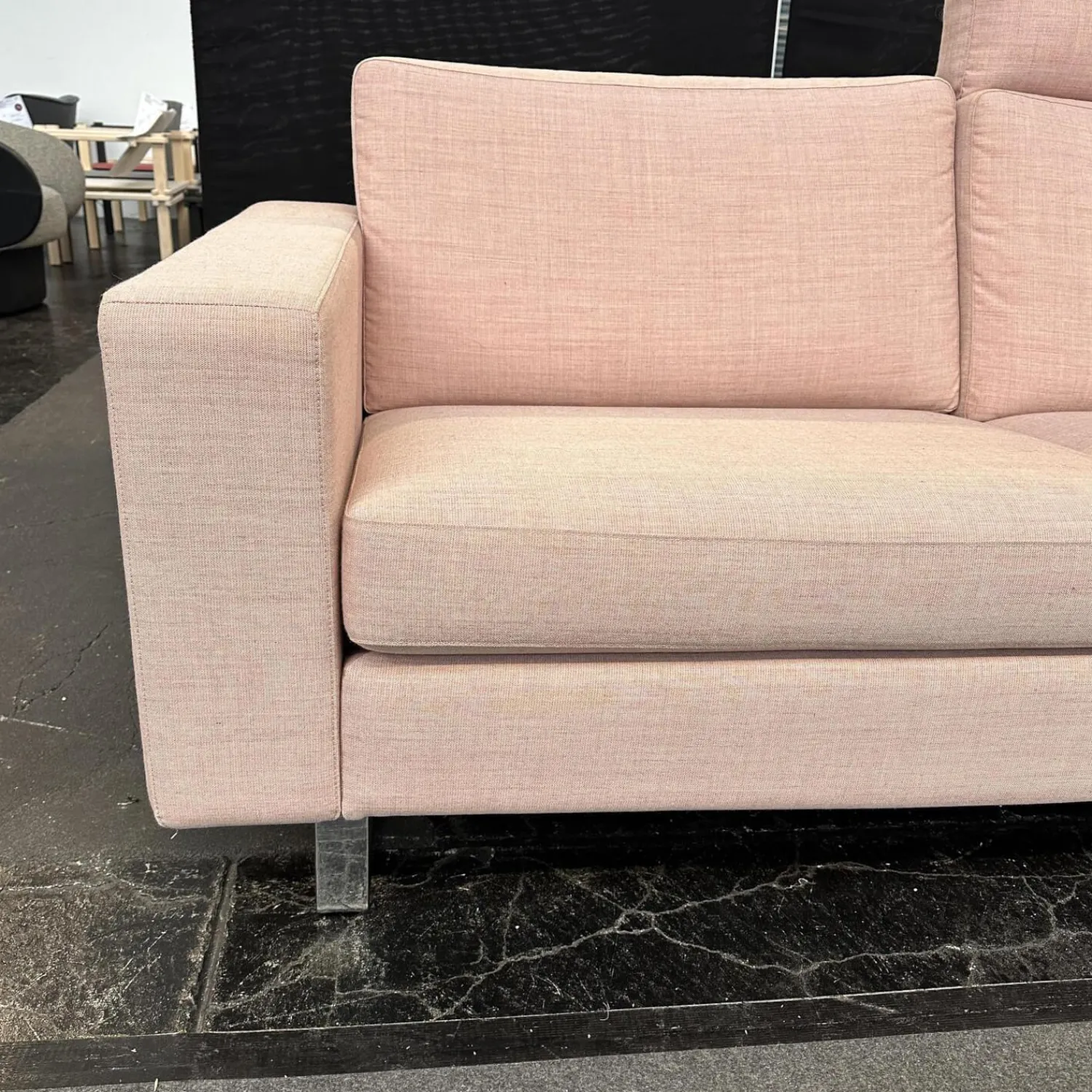 COR 3-Sitzer-Sofas|Sofa Conseta Bezug Stoff A0316 Canvas 100 614 Rosa Metallkufe Verchromt Inklusive Kopfstütze