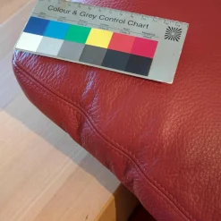 Strässle 2-Sitzer-Sofas|Sofa Cubus Leder Rustica Rot Armlehne Buche mit Kissen