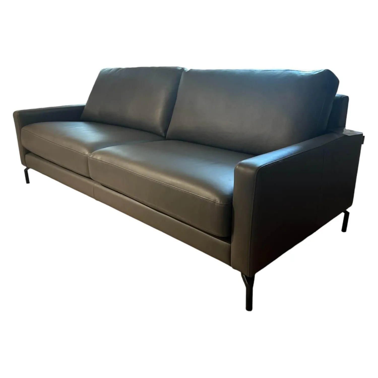 Contur 2-Sitzer-Sofas|Sofa Cuneo 100 Leder Seminole 51 Nachtgrau Anthrazit Schwebefuß Eric Schwarz