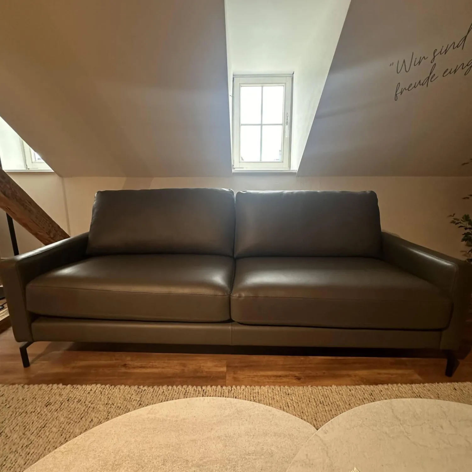 Contur 2-Sitzer-Sofas|Sofa Cuneo 100 Leder Seminole 51 Nachtgrau Anthrazit Schwebefuß Eric Schwarz