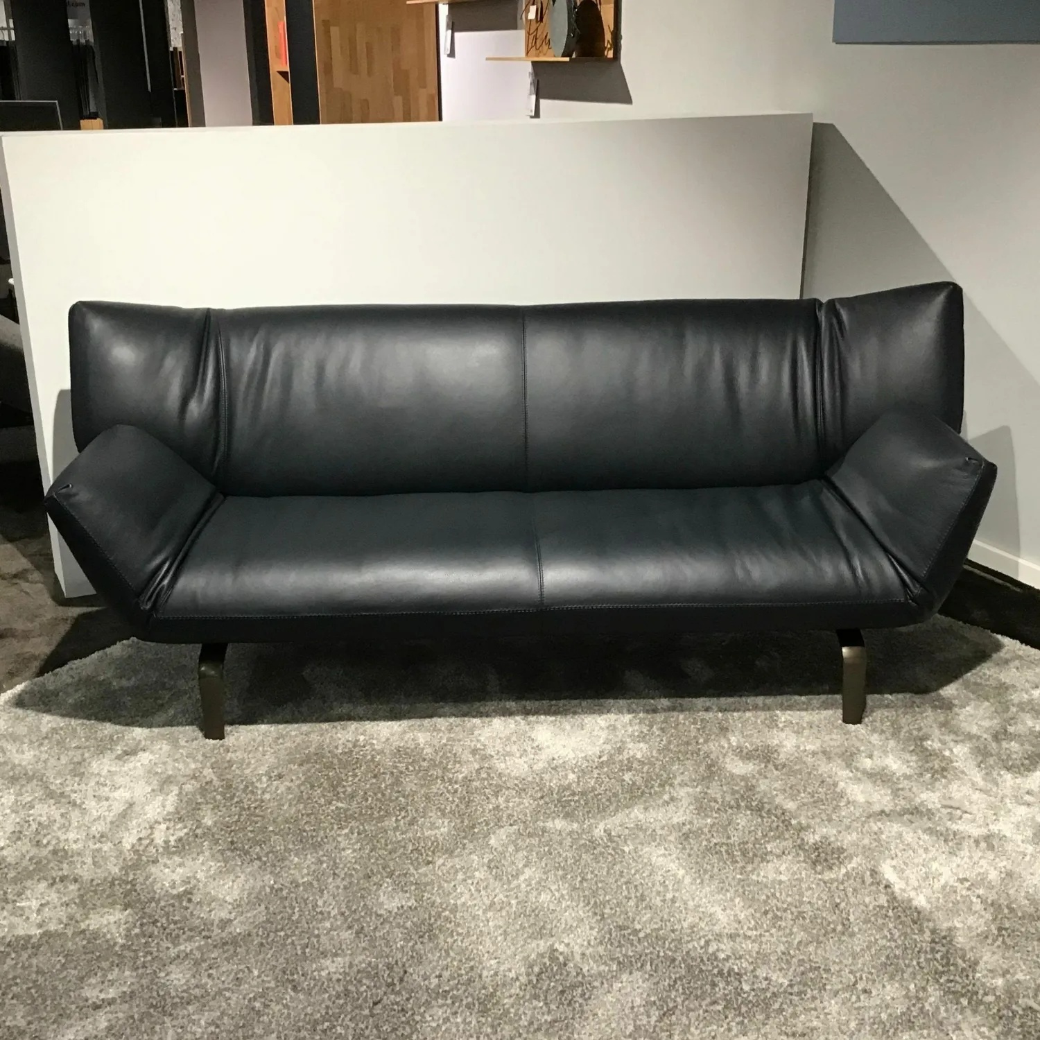 Leolux 3-Sitzer-Sofas|Sofa Devon 3-Sitzer Leder 14410 Raffino 130 Dragonfly Schwarz