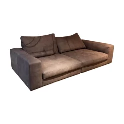 Cierre 2-Sitzer-Sofas|Sofa Dolce Vita Lifestyle Leder Piumone Vintage Grigio Grau Beige Gestell Metall Schwarz Verchromt