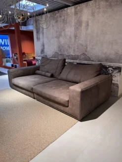 Cierre 2-Sitzer-Sofas|Sofa Dolce Vita Lifestyle Leder Piumone Vintage Grigio Grau Beige Gestell Metall Schwarz Verchromt