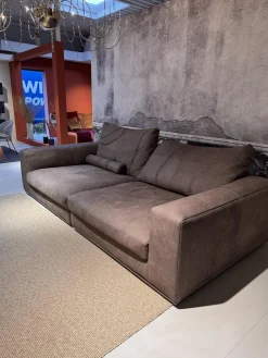 Cierre 2-Sitzer-Sofas|Sofa Dolce Vita Lifestyle Leder Piumone Vintage Grigio Grau Beige Gestell Metall Schwarz Verchromt