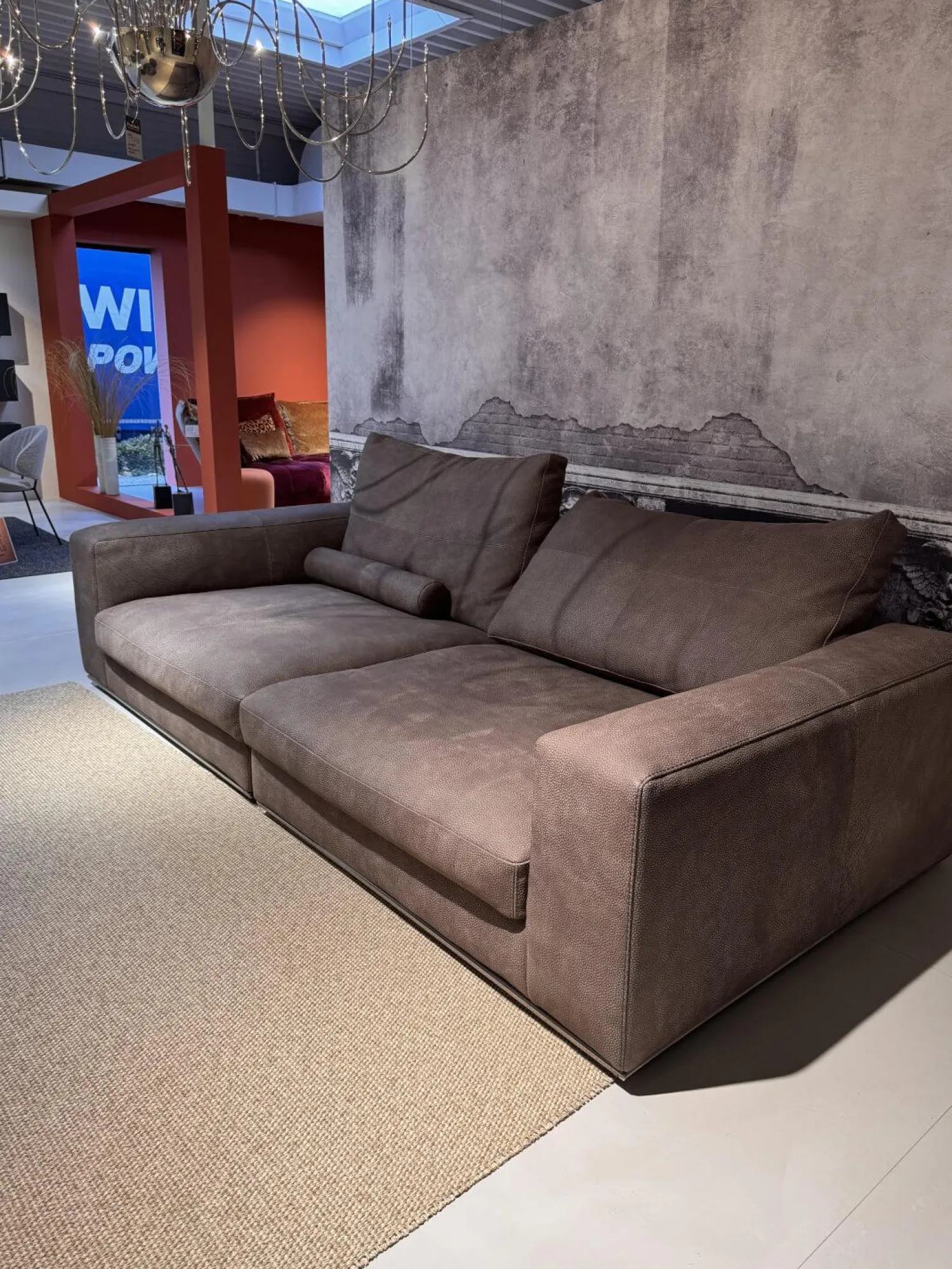 Cierre 2-Sitzer-Sofas|Sofa Dolce Vita Lifestyle Leder Piumone Vintage Grigio Grau Beige Gestell Metall Schwarz Verchromt