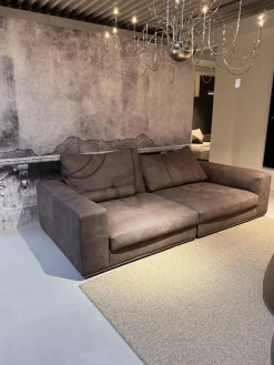 Cierre 2-Sitzer-Sofas|Sofa Dolce Vita Lifestyle Leder Piumone Vintage Grigio Grau Beige Gestell Metall Schwarz Verchromt