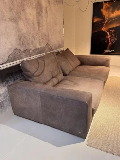 Cierre 2-Sitzer-Sofas|Sofa Dolce Vita Lifestyle Leder Piumone Vintage Grigio Grau Beige Gestell Metall Schwarz Verchromt