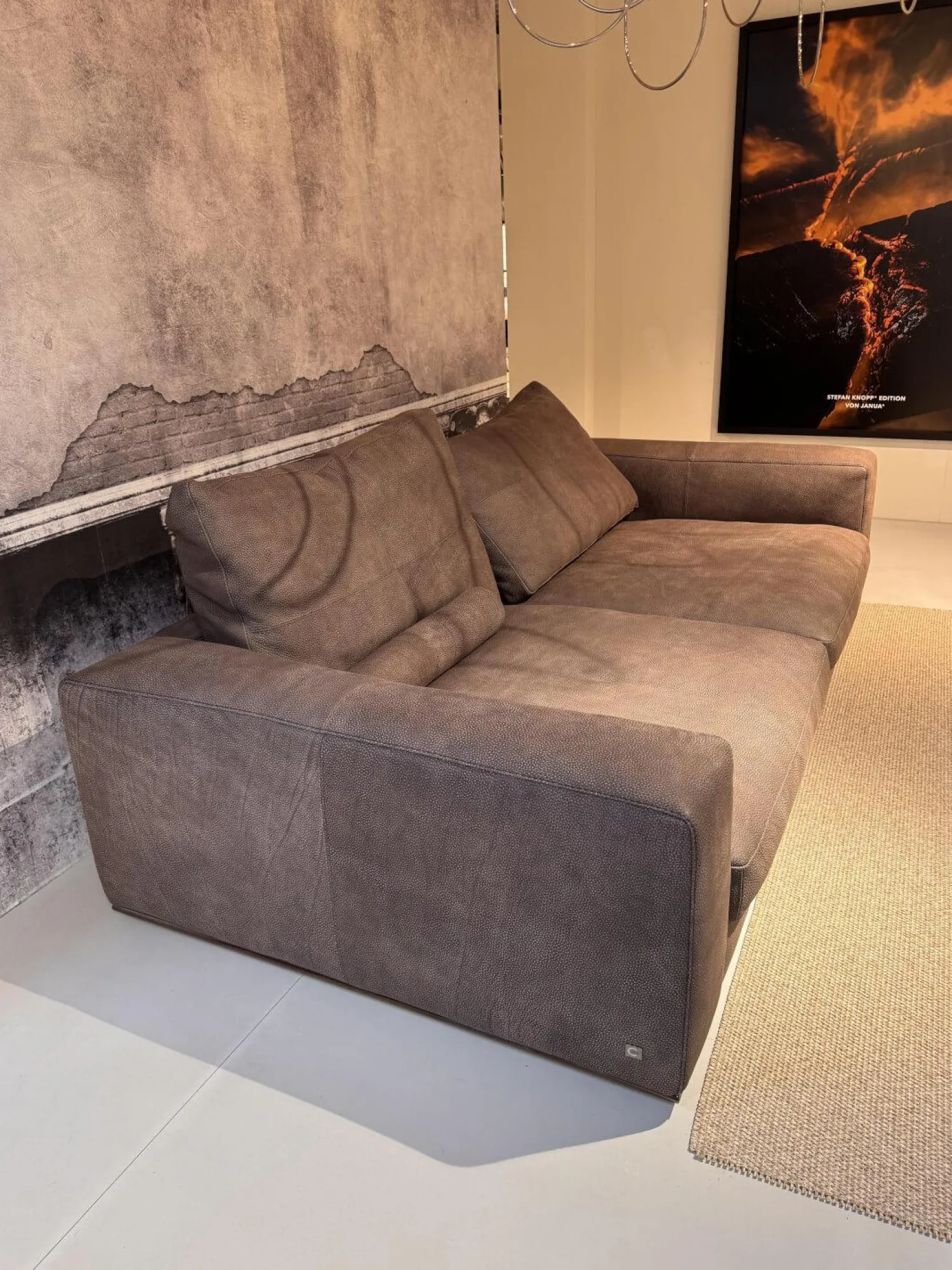 Cierre 2-Sitzer-Sofas|Sofa Dolce Vita Lifestyle Leder Piumone Vintage Grigio Grau Beige Gestell Metall Schwarz Verchromt