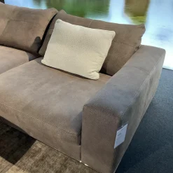 Cierre 3-Sitzer-Sofas|2-Sitzer-Sofas|Sofa Dolcevita Leder 4 Piumone Vintage Grigio Graubeige Gestell Metall Verchromt Schwarz