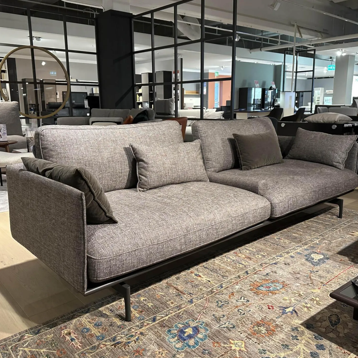 Rolf Benz 3-Sitzer-Sofas|Sofa Dreisitzer Liv Stoff 17.046 Beigegrau Gestell Aluminium Feinstrukturiert Pulverbeschichtet Matt Umragrau