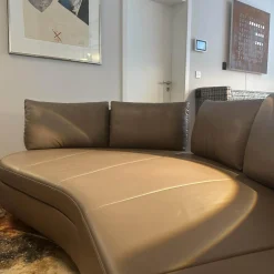 De Sede 3-Sitzer-Sofas|Sofa DS 167 129 Leder Touch Taupe Grau Füße Edelstahl Inklusive Kissen