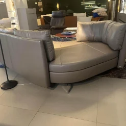 De Sede 3-Sitzer-Sofas|Sofa DS 167 129 Leder Touch Taupe Grau Füße Edelstahl Inklusive Kissen