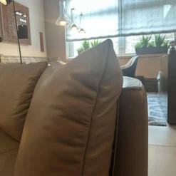 De Sede 3-Sitzer-Sofas|Sofa DS 167 129 Leder Touch Taupe Grau Füße Edelstahl Inklusive Kissen