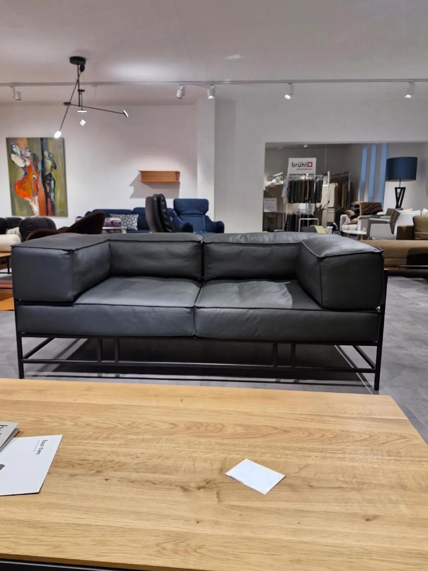 Brühl 2-Sitzer-Sofas|Sofa Easy Pieces 2 Leder La Plume 5663 99 Anthrazit Rahmen Schwarz Pulverbeschichtet