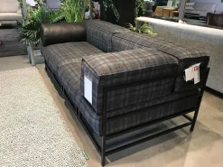 Brühl 2-Sitzer-Sofas|Sofa Easy Pieces Metal Stoff 4486 95 Mehrfarbig Grau Gestell Schwarz Inklusive Lederrolle Und Seitenkissen