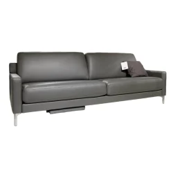 Rolf Benz 2-Sitzer-Sofas|Sofa Ego F011 Bezug Leder 40.308 Schiefergrau Gussfuß Aluminium Poliert Inklusive 1 Kissen