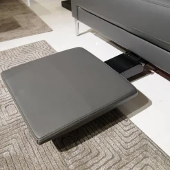 Rolf Benz 2-Sitzer-Sofas|Sofa Ego F011 Bezug Leder 40.308 Schiefergrau Gussfuß Aluminium Poliert Inklusive 1 Kissen