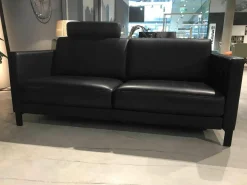 Rolf Benz 2-Sitzer-Sofas|Sofa Ego in Leder 40 Verkehrsschwarz mit Kopfstütze