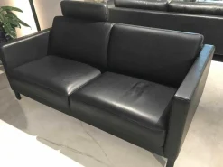 Rolf Benz 2-Sitzer-Sofas|Sofa Ego in Leder 40 Verkehrsschwarz mit Kopfstütze