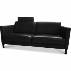 Rolf Benz 2-Sitzer-Sofas|Sofa Ego in Leder 40 Verkehrsschwarz mit Kopfstütze