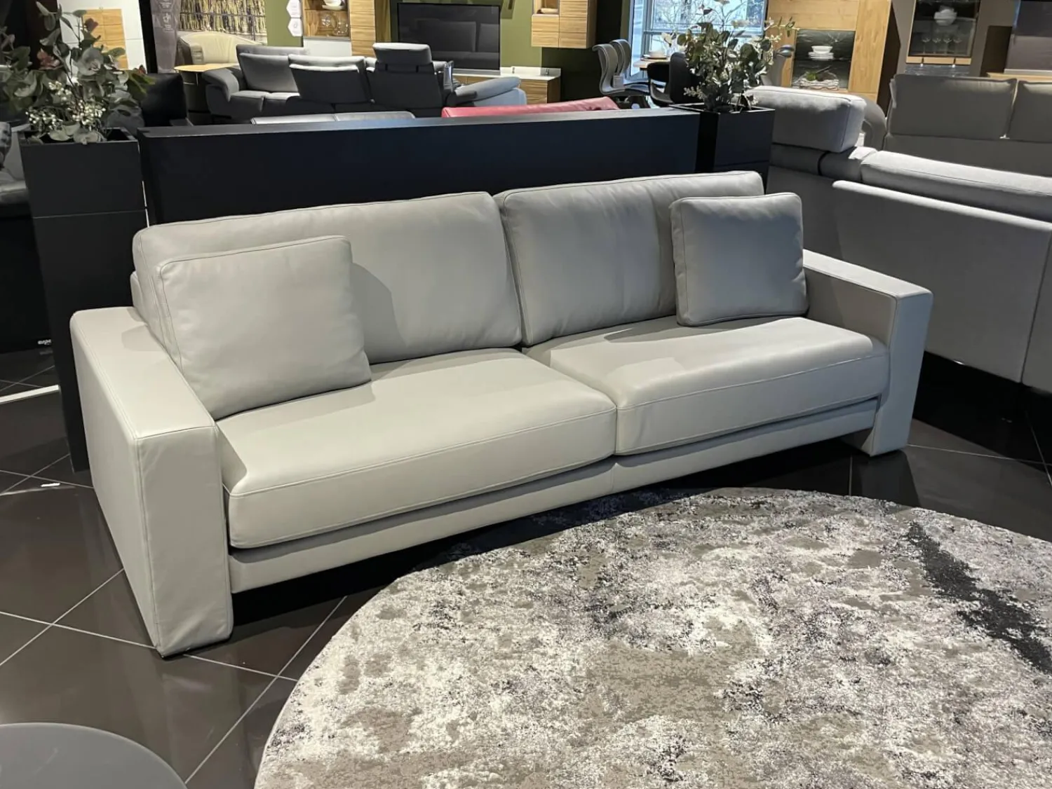 Rolf Benz 2-Sitzer-Sofas|Sofa Ego Leder 38 101 Hell Steingrau Grau