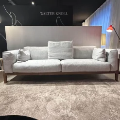 COR 3-Sitzer-Sofas|Sofa Elm Stoff 8300 Lichtgrau Grau Gestell Nussbaum Natur Geölt Braun Inklusive Kissen