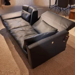 Brühl 2-Sitzer-Sofas|Sofa Embrace Bezug 54230010 Unit Schwarz Kufe Verchromt Glänzend Mit Hocker