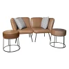 Jess Loungesessel|Sofa 2er-Set Sessel Shuffle Links Rechts Leder Luxor Light Grey