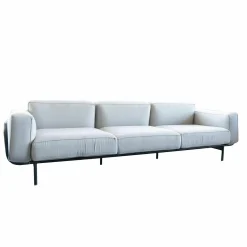 RODA 3-Sitzer-Sofas|Sofa Estendo 003 Stoff Shore Steel S25 Grau Gestell Aluminium Smoke 01 Schwarz Pulverbeschichtet