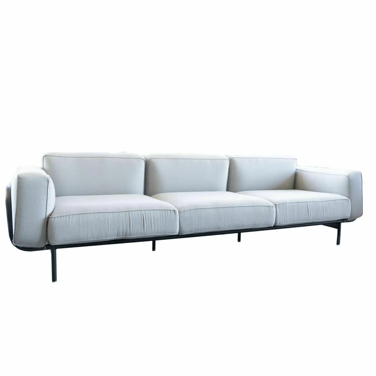 RODA 3-Sitzer-Sofas|Sofa Estendo 003 Stoff Shore Steel S25 Grau Gestell Aluminium Smoke 01 Schwarz Pulverbeschichtet