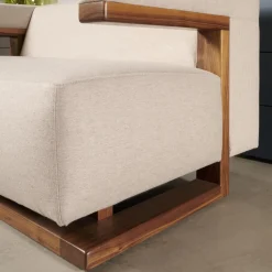 Tecta 2-Sitzer-Sofas|Sofa F51 2 Stoff Doma Beige Grau Gestell Nussbaum Massiv