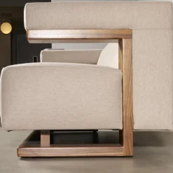 Tecta 2-Sitzer-Sofas|Sofa F51 2 Stoff Doma Beige Grau Gestell Nussbaum Massiv