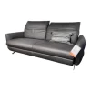 Mondo 2-Sitzer-Sofas|Sofa Felini Leder Reno Anthrazit Metallkufe Matt Schwarz Mit Motorischem Vorziehsitz Und einem Kissen