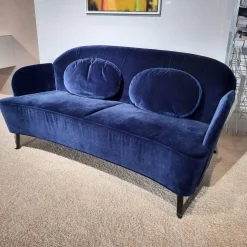 Brühl Polstergruppen|2-Sitzer-Sofas|Sofa Floret Stoff 4473 0067 Blau Fuß Flachstahl Schwarz